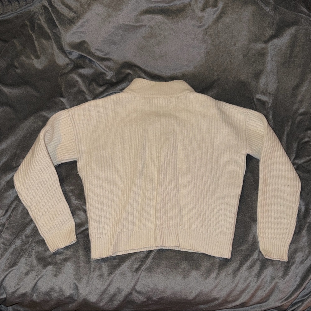 Sezane Cream Ribbed Cowl Turtleneck Sweater - Picture 5 of 5